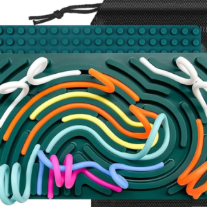 Sensorische Aktivität Brett, Silikon Fidget Spielzeug für Kinder, Sensorik Spielzeug, ADHD Aktivitätsboard für Klassenzimmer, Beruhigendes Tool für Autismus & Angst (mit 20 Zubehörschnüren)